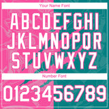 Custom Graffiti Pattern White Teal-Pink 3D Scratch Authentic Baseball Jersey