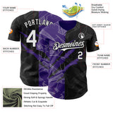 Custom Graffiti Pattern White Black-Purple 3D Scratch Authentic Baseball Jersey
