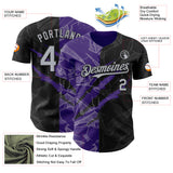 Custom Graffiti Pattern Gray Black-Purple 3D Scratch Authentic Baseball Jersey