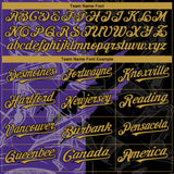 Custom Graffiti Pattern Old Gold Black-Purple 3D Scratch Authentic Baseball Jersey