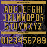 Custom Graffiti Pattern Old Gold Black-Purple 3D Scratch Authentic Baseball Jersey