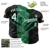 Custom Graffiti Pattern White Black-Kelly Green 3D Scratch Authentic Baseball Jersey