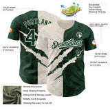 Custom Graffiti Pattern Green-Cream 3D Scratch Authentic Baseball Jersey