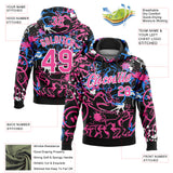 Custom Stitched Graffiti Pattern Pink-White 3D Abstract Grunge Art Sports Pullover Sweatshirt Hoodie