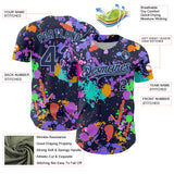 Custom Graffiti Pattern Navy-Light Blue Authentic Baseball Jersey