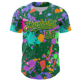Custom Graffiti Pattern Kelly Green-Gold Authentic Baseball Jersey