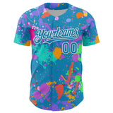 Custom Graffiti Pattern Panther Blue-White Authentic Baseball Jersey