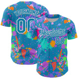 Custom Graffiti Pattern Panther Blue-White Authentic Baseball Jersey