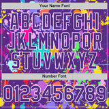 Custom Graffiti Pattern Purple-White Authentic Baseball Jersey