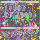 Custom Graffiti Pattern Steel Gray-White Authentic Baseball Jersey