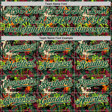 Custom Graffiti Pattern Green-Cream Splatter Authentic Baseball Jersey
