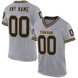 Custom Gray Black-Old Gold Mesh Authentic Throwback Football Jersey