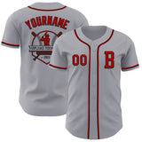 Custom Gray Red-Black Authentic Baseball Jersey