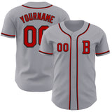 Custom Gray Red-Black Authentic Baseball Jersey