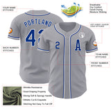 Custom Gray Royal-White Authentic Baseball Jersey