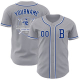 Custom Gray Royal-White Authentic Baseball Jersey