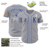 Custom Gray Royal-White Authentic Baseball Jersey