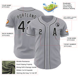 Custom Gray Black-White Authentic Baseball Jersey