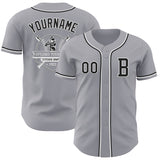 Custom Gray Black-White Authentic Baseball Jersey