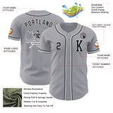 Custom Gray Black-White Authentic Baseball Jersey