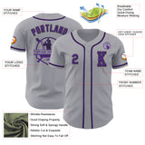 Custom Gray Purple-Black Authentic Baseball Jersey