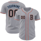 Custom Gray Black Powder Blue-Orange Authentic Baseball Jersey