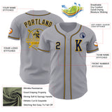 Custom Gray Navy-Gold Authentic Baseball Jersey