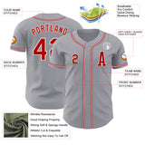 Custom Gray Red-White Authentic Baseball Jersey
