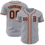 Custom Gray Black-Orange Authentic Baseball Jersey