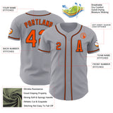 Custom Gray Orange-Black Authentic Baseball Jersey