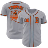 Custom Gray Orange-Black Authentic Baseball Jersey