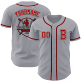 Custom Gray Red-Black Authentic Baseball Jersey