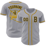 Custom Gray Black-Gold Authentic Baseball Jersey