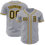 Custom Gray Black-Gold Authentic Baseball Jersey