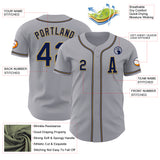 Custom Gray Navy-Old Gold Authentic Baseball Jersey
