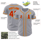 Custom Gray Red-Gold Authentic Baseball Jersey