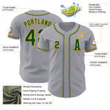 Custom Gray Green-Gold Authentic Baseball Jersey