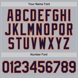 Custom Gray Navy-Orange Authentic Throwback Basketball Jersey