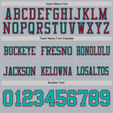 Custom Gray Aqua-Crimson Authentic Football Jersey