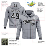Custom Stitched Gray Black-White Baseball Pullover Sweatshirt Hoodie