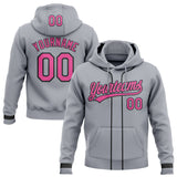 Custom Stitched Gray Pink-Black Baseball Pullover Sweatshirt Hoodie