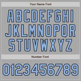 Custom Stitched Gray Light Blue-Black Baseball Pullover Sweatshirt Hoodie