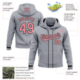 Custom Stitched Gray Medium Pink-Black Baseball Pullover Sweatshirt Hoodie