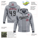 Custom Stitched Gray Black-Crimson Baseball Pullover Sweatshirt Hoodie