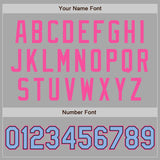 Custom Stitched Gray Light Blue Pink-Black Baseball Pullover Sweatshirt Hoodie