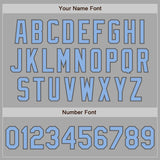 Custom Stitched Gray Light Blue-Steel Gray Baseball Pullover Sweatshirt Hoodie