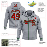 Custom Stitched Gray Red-Green Baseball Pullover Sweatshirt Hoodie