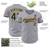 Custom Gray Navy-Gold Authentic Baseball Jersey