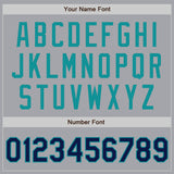 Custom Gray Navy-Teal Authentic Baseball Jersey