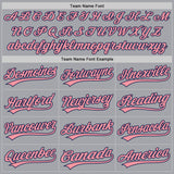 Custom Gray Medium Pink-Navy Authentic Baseball Jersey